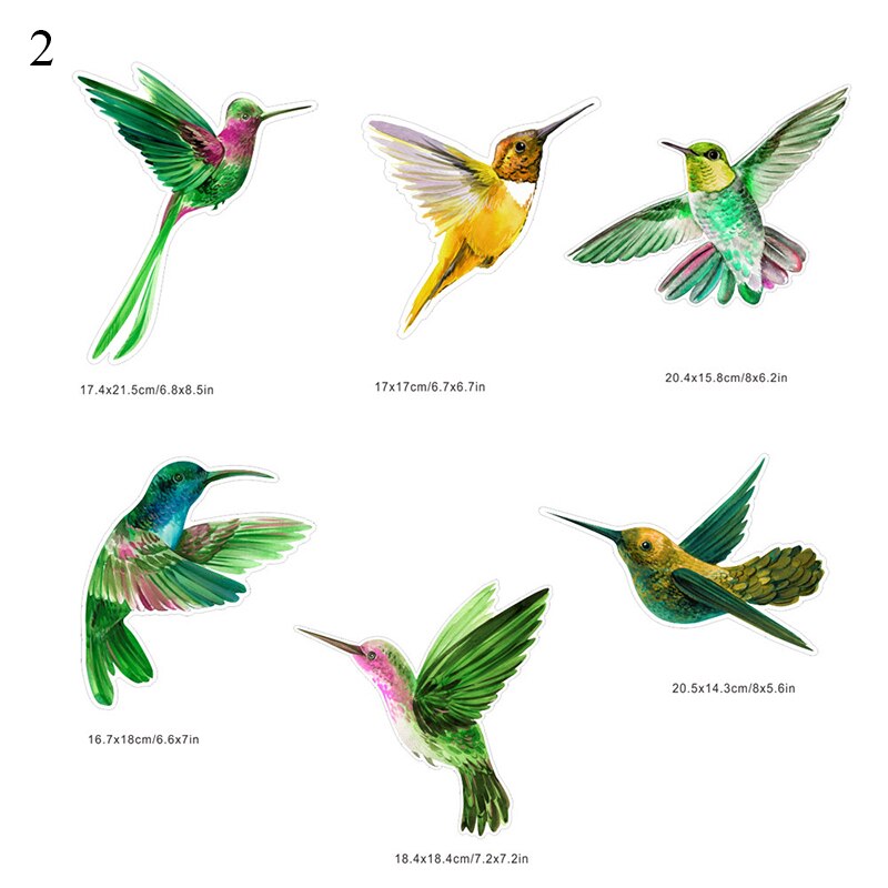 6/8pcs Hummingbird Sticker Glass Decal Electrostatic Glass Film Anti-Collision Window Cling Non Adhesive Window Decor Decals: 2