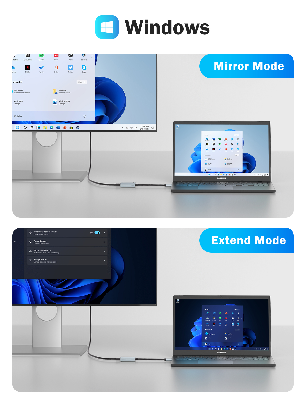 Lemorele Adapter USB na HDMI Kompatybilny konwerter 1080P USB męski na HDMI żeński Zewnętrzna karta graficzna Kabel adaptera karty graficznej