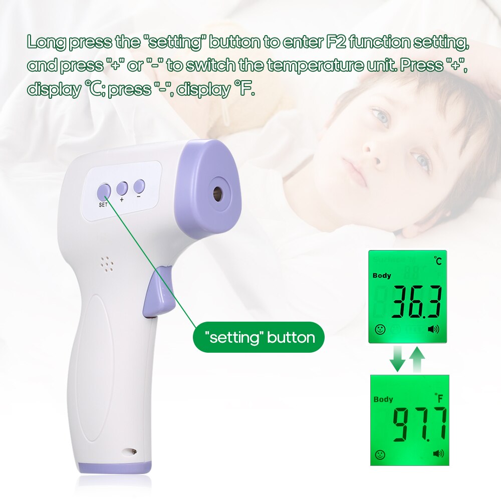 Digitale Voorhoofd Thermometer Infrarood Thermometer Non-Contact Body Temperatuurmeter Hoge Gevoeligheid Met Koorts Alarm