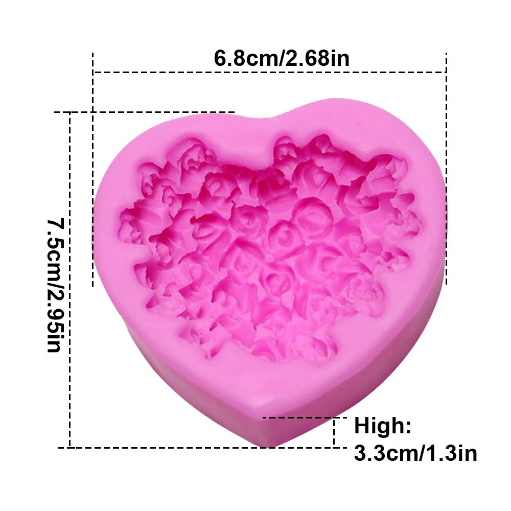 Mooie Hart Zeep Siliconen Mal Bloem Roos Diy Vorm Fondant Zeep Maken 3d Handgemaakte Decorating Mould Handgemaakte Lijm Mold