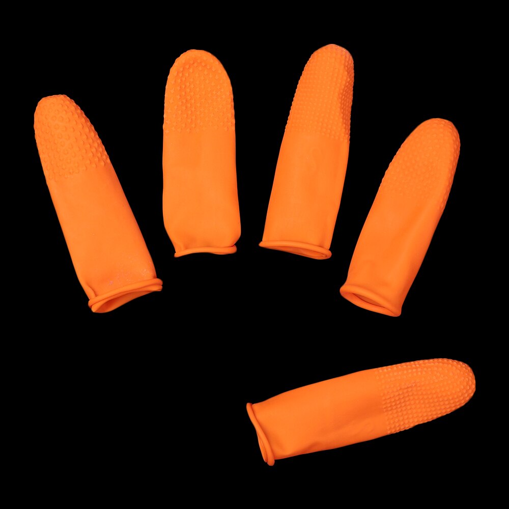 100 Stck Orange Fingerlinge Natürliche Latex Wiederverwendbare Finger Abdeckung Schutz Handschuhe Fingerspitze Schutzhülle Reinigung Zubehör