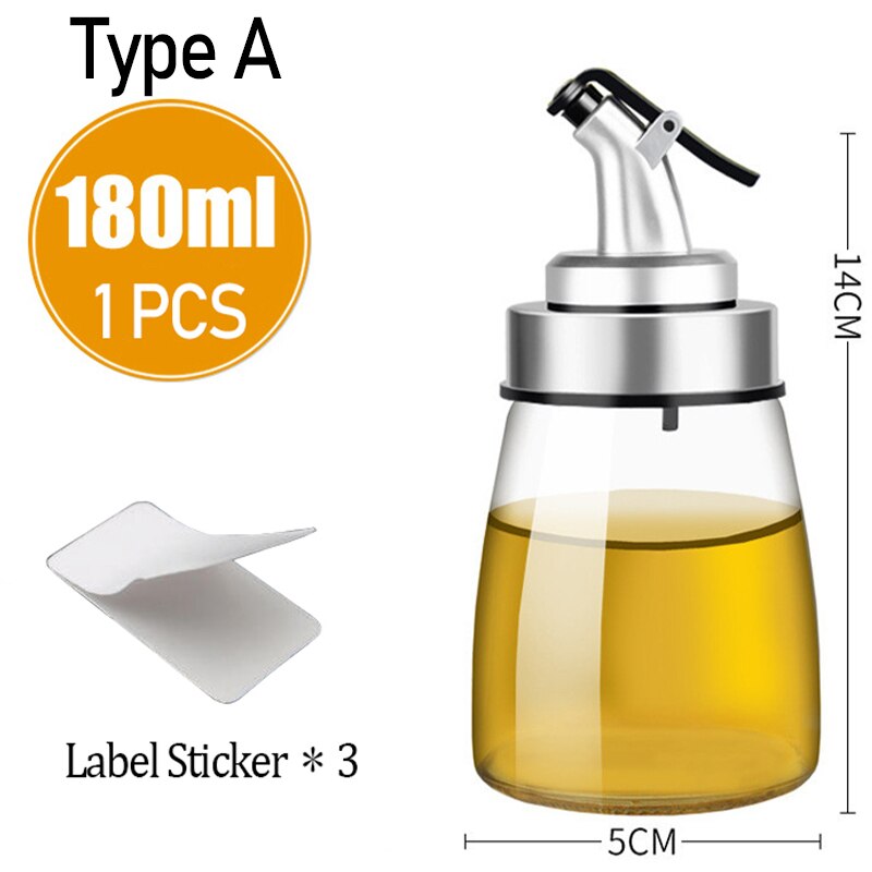 Mini Cooking Seasoning Bottle Oil Dispenser 180ML Sauce Olive Oil Botella Glass Bottles for Vinegar Kitchen Tool Accessories: Type A  1 pc