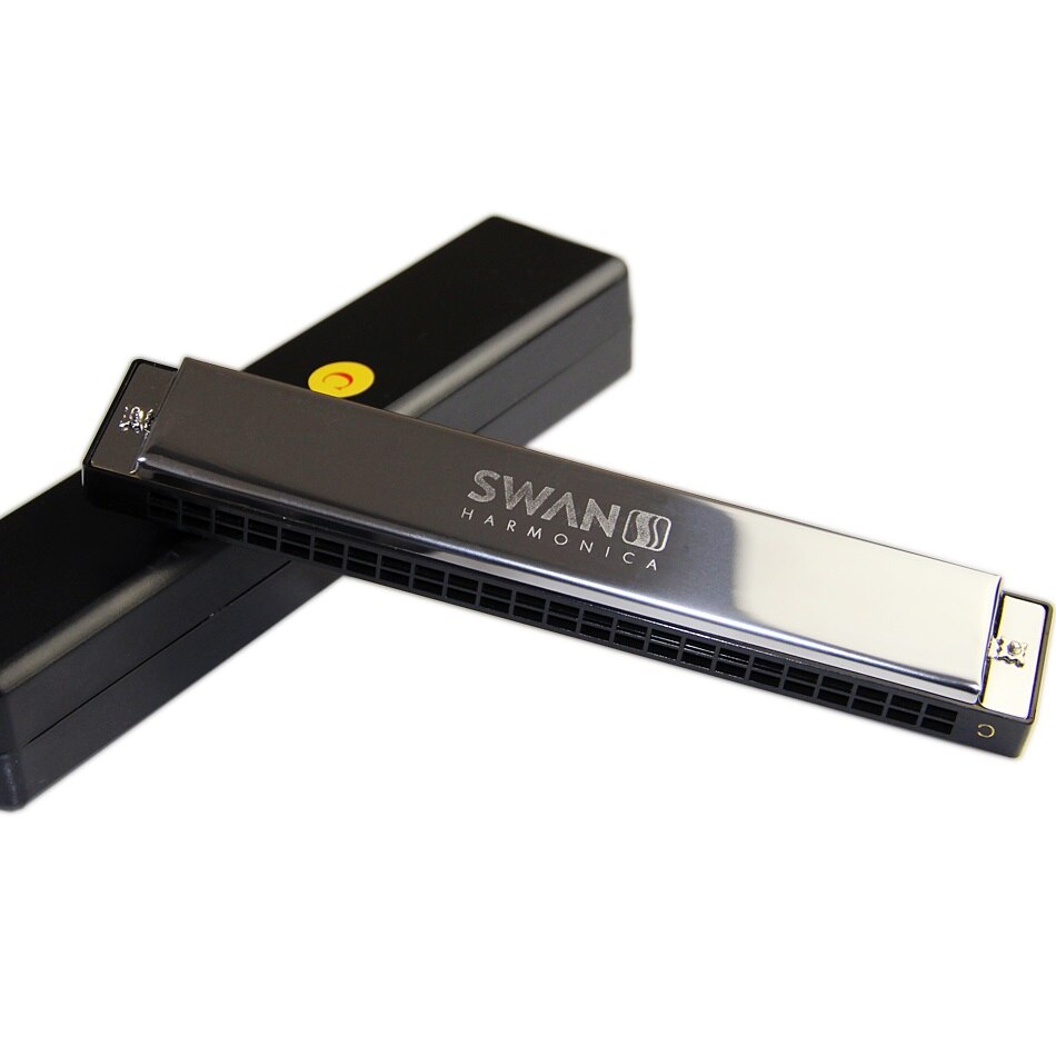 24 Holes SWAN Black C Key Tremolo Harmonica