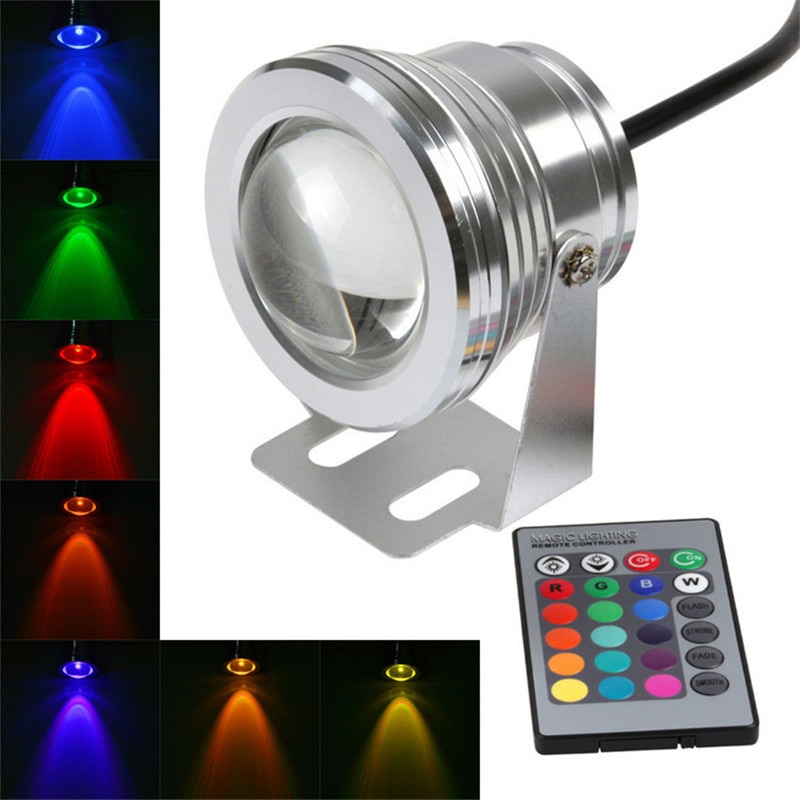 RGB Silver LED Underwater Flood Light IP67 Water-resistant Landscape Fountain Lamp Underwater Spotlight Waterfall 10W DC12V