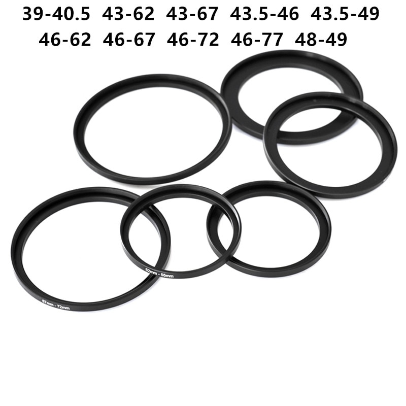 39-40.5 43-62 43-67 43.5-46 43.5-49 46-62 46-67 46-72 46-77 48-49mm Métal Étape Bagues Adaptateur D'objectif De Filtration