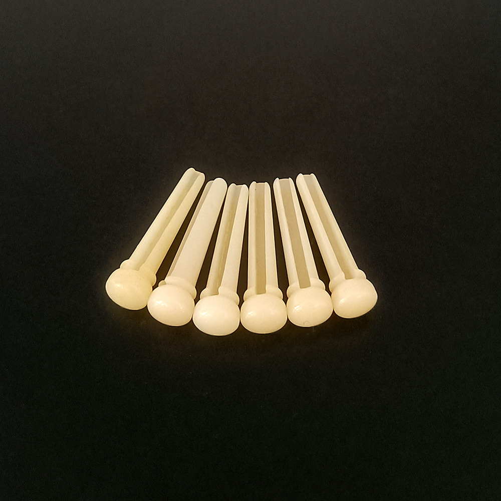 Pasadores de puente de guitarra acústica de hueso Real, pasador de puente de hueso puro con círculo de latón para accesorios de repuesto de guitarra folclórica, 6 uds.