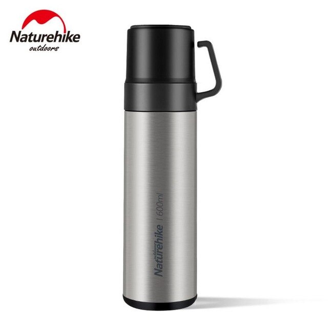 Naturehike Stainless Steel Water Container Mug 600ml Thermos For Camping Hiking Travel Vacuum Insulated Drinking Bottle: Silvery