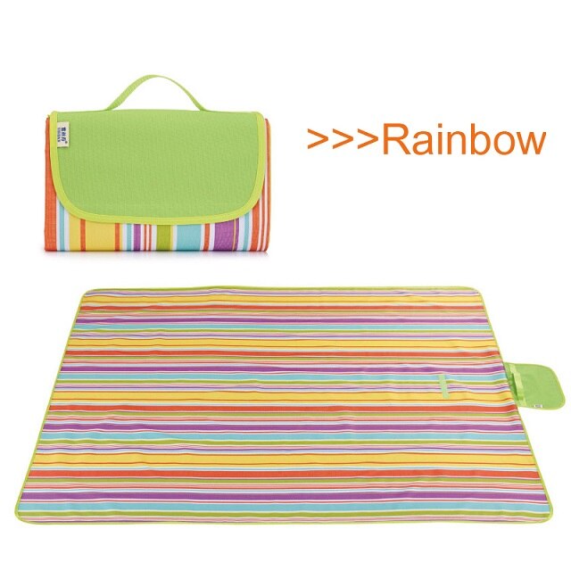 145*80cm 145*200cm Folding Waterproof Camping Mat Portable Outdoor Travel Picnic Blankets For Climbing Hiking Beach: Rainbow / 145x200CM