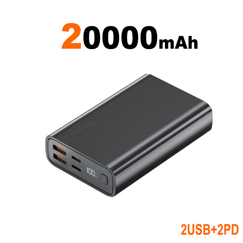 For Xiaomi 120W 100000mAh High Capacity Power Bank 2USB+2PD Fast Charging Powerbank Portable Battery Charger For iPhone Huawei: WHITE