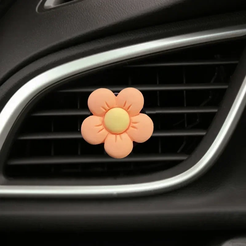 Clip de Perfume para coche con flor bonita, adornos de ventilación para aire acondicionado y aromaterapia, suministros de decoración Interior para coche, aroma para coche: Naranja