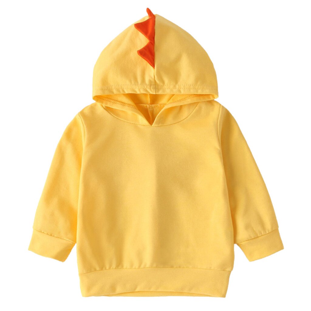 Toddler Autumn Baby Boy Girl Clothes Long Sleeve Cartoon Dinosaur Tops Warm Hooded Hoodie Outfits roupa infantil babyborn #EW: Yellow / 80