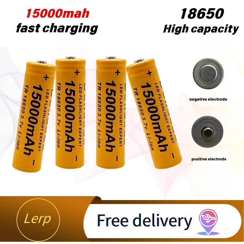 Dolidada-Lithium-ion Battery, 3.7V, 15000 mAh, 18650, recarregável, adequado para lanternas LED, produtos eletrônicos