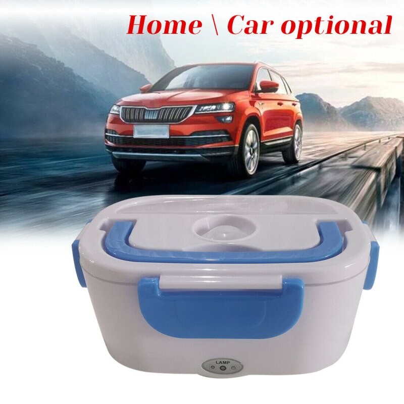 12V Portable Electric Heated Lunch Box Portable 2 In 1 Car& Home US Plug/EU Plug Bento Boxes Stainless Steel Food Container