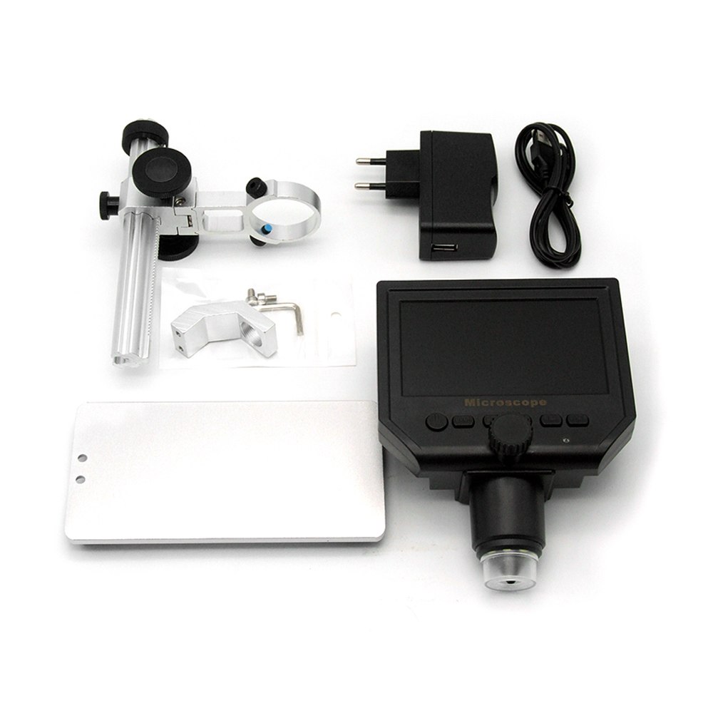 600x 4.3 " 3.6mp digitalt videomikroskop led förstoringsglas för underhåll av mobiltelefon qc/industriell/kollektionsinspektion +ställ