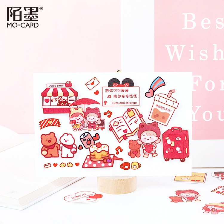 40 stuks/pak konijnengroep briefpapier stickers afdichtingslabel reissticker scrapbook dagboek planner albums decoraties doe-het-zelf