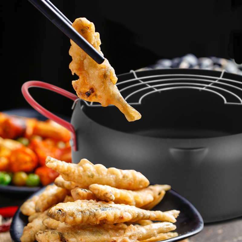 Japanese Style Deep Frying Pot Tempura Frter Pan Maifan Stone Pancake Skillets Steak Grill Pan Fryer Pot Kitchen Cooking Tools