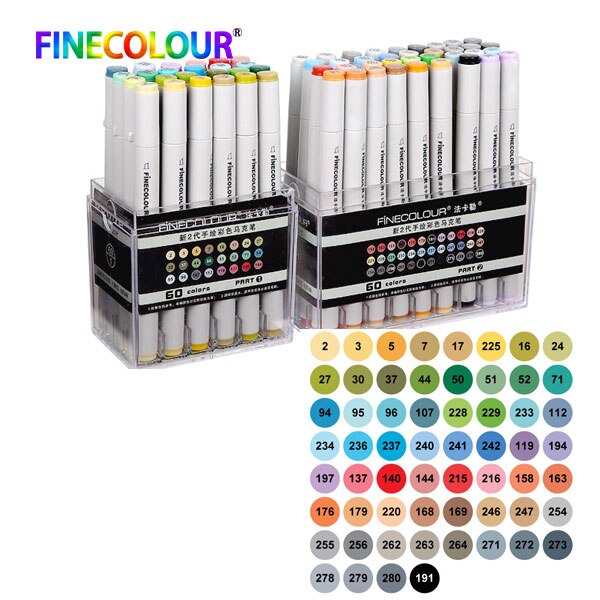 Finecolour-Rotuladores artísticos de doble punta, 160 colores para caligrafía y dibujo, marcadores con base de alcohol, EF101