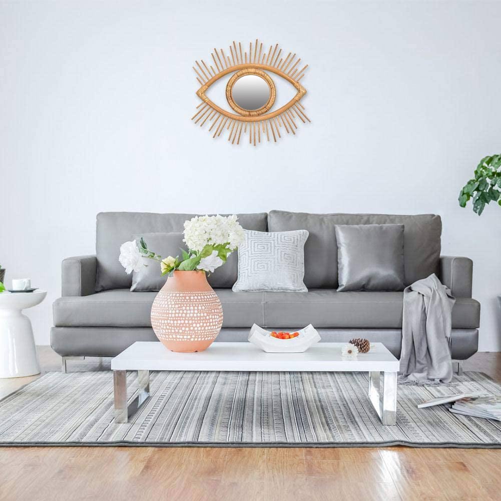 Øjenformet dekorativ spejlramme rattan innovativ kunstindretning makeup spejl dressing badeværelse væghængende spejlramme håndværk