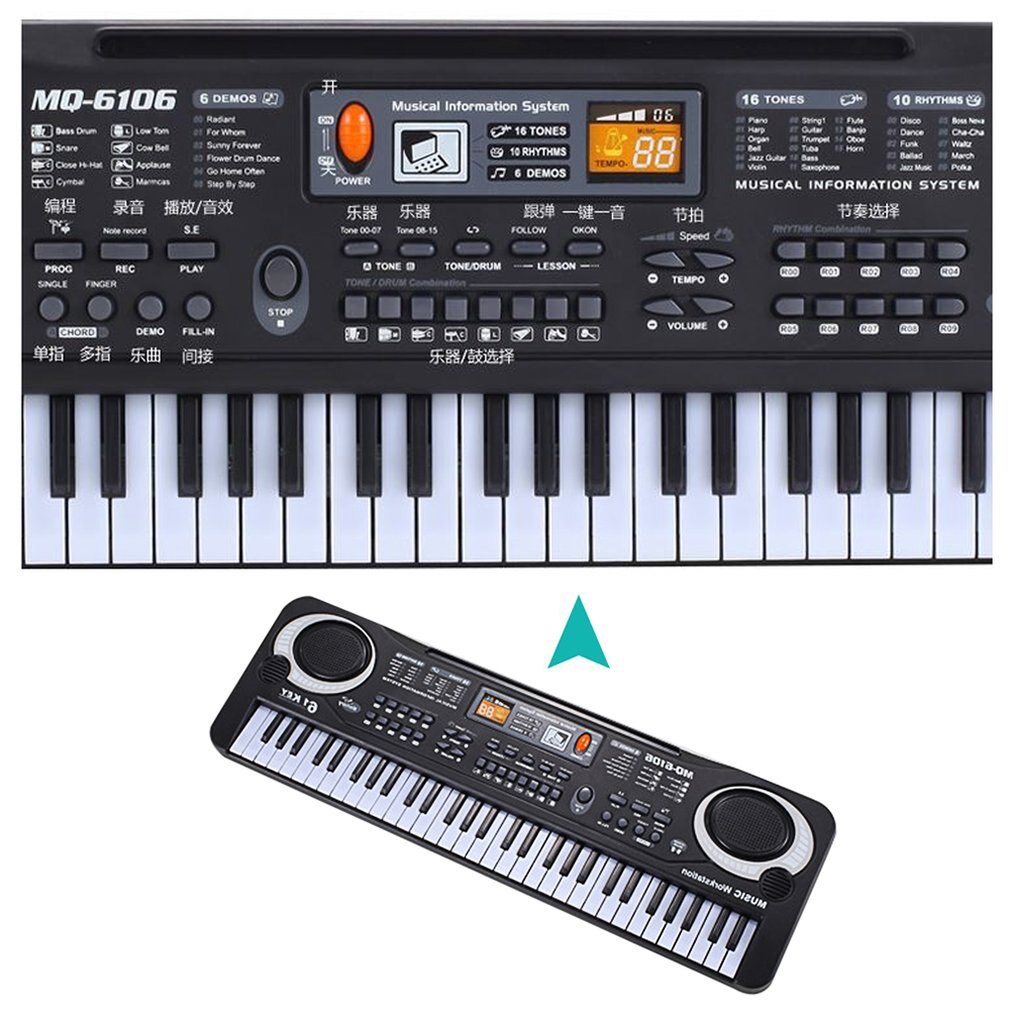 Eu Us Plug Elektronische Piano Kinderen Keyboard Piano Beginner Digitale Muziek Piano Speelgoed 61 Toetsen Piano Met Microfoon Kinderen
