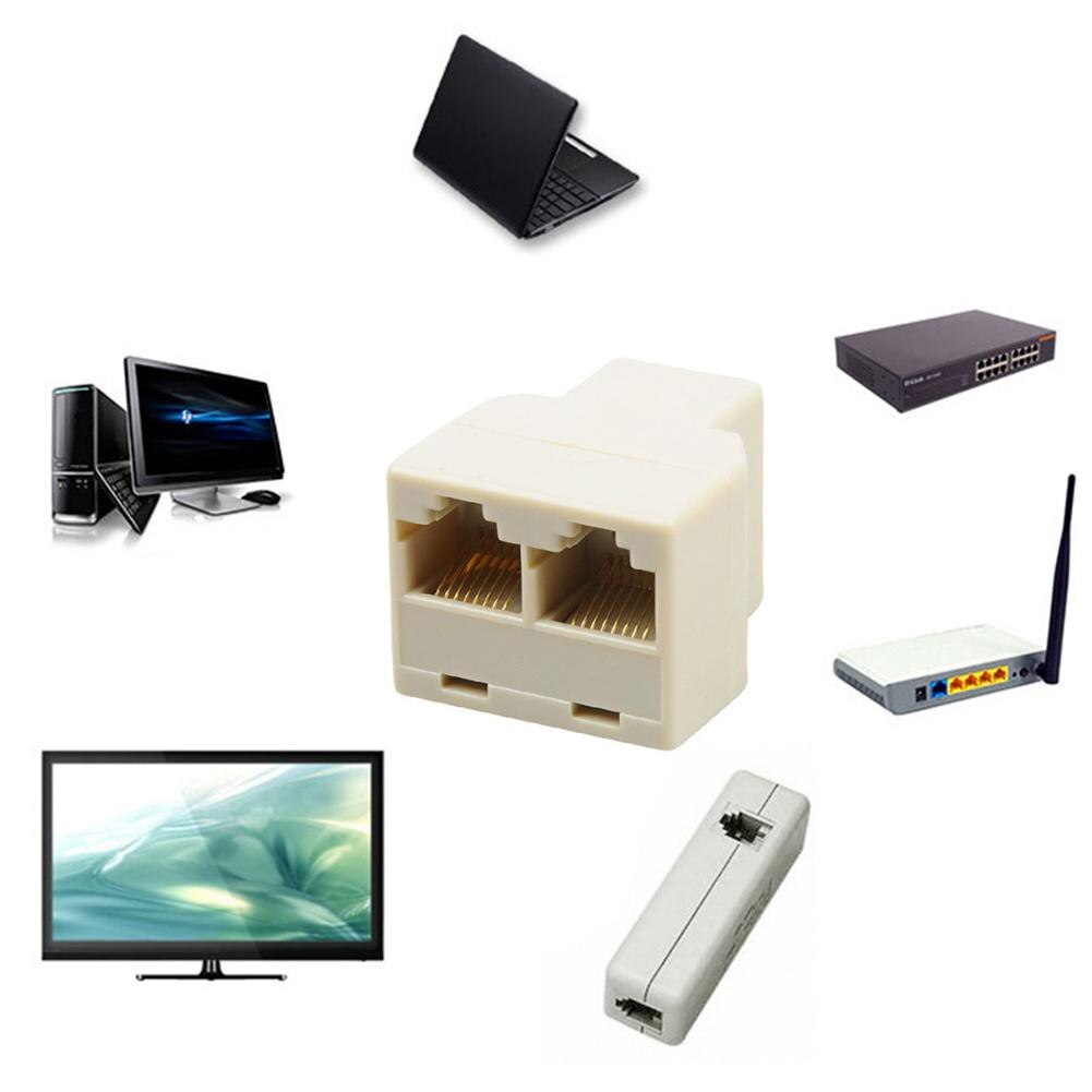 RJ45 Splitter Adapter 1 to 2 Dual Female Port CAT5/6 LAN Ethernet Sockt Network Connections Splitter Adapter P15
