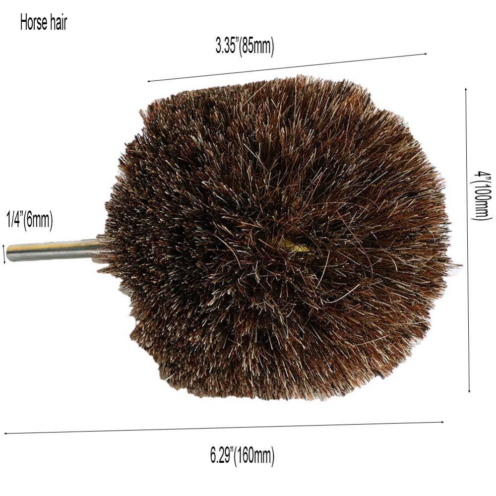 2PCS Abrasive Sisal Filament &amp; Horse Hair Brush Polishing Grinding Head Woodworking Furniture For Drill Rotary Tools shank 6mm: 2pcs Dome horse hair