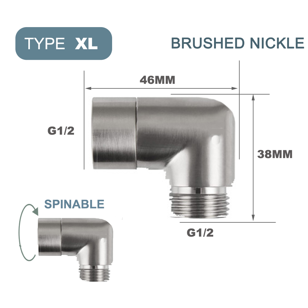G1/2 Elbow Adapter Shower Head Female and Male Thread Rainfall Shower Handheld Shower Connector Angle 90° 135° Accessory: Chrome
