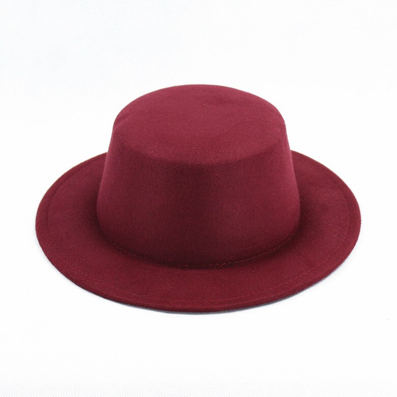 Children Kids Top Fedoras Hat Felt Vintage Gentleman Bucket Hat Wedding Party Festival Caps Craft 18colors Cosplay Costume: wine red