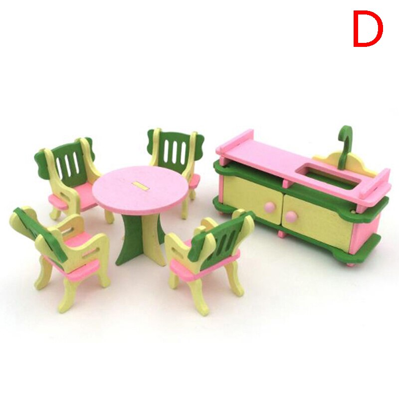 1:12 Dollhouse Miniature Furniture Wooden Bathroom Bedroom Restaurant Set For Dollhouse Decals: D