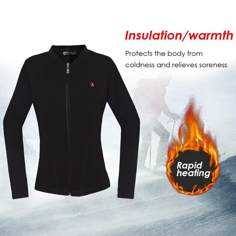 Kvinder vinterjakke opvarmet jakke vandtæt udendørs lynlås jakke elektrisk termisk tøj frakke til sportsvandring skjorter