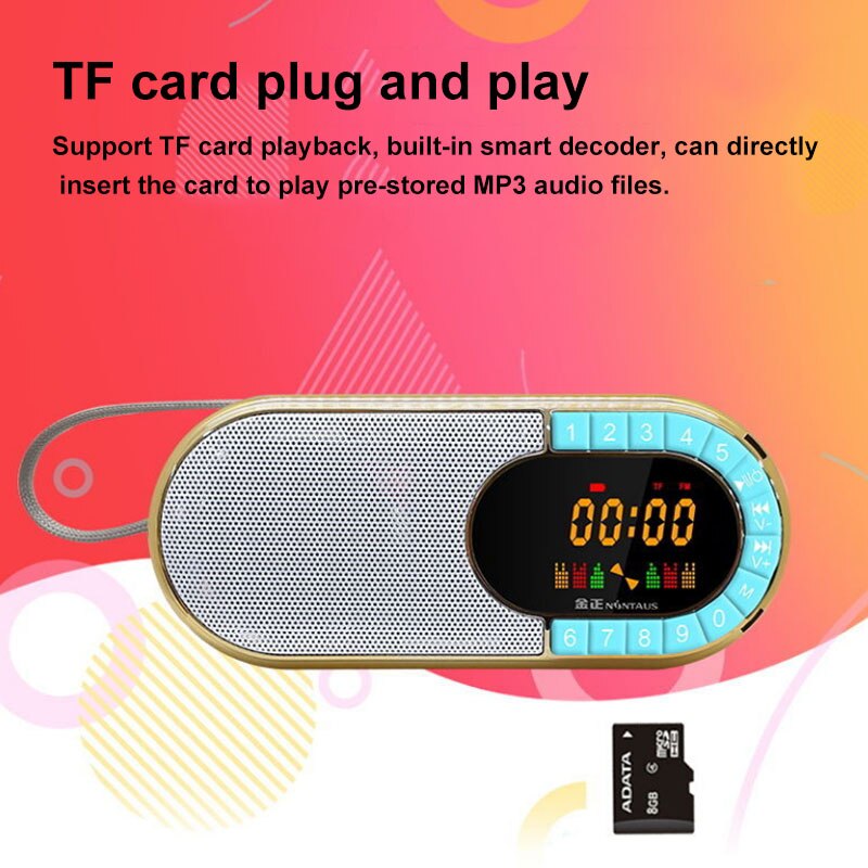 Mini FM Radio Portable Receiver Music Player with LED Display Screen Headphone Jack Support TF Card Rechargeable Battery