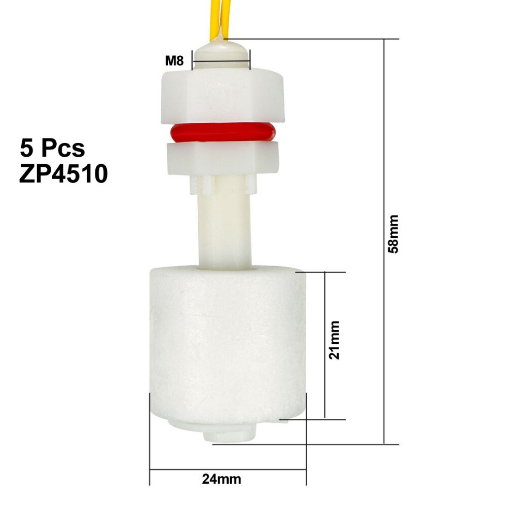 Uxcell 5Pcs ZP4510 Liquid Water Level Sensor Verticale Vlotterschakelaars Max Contact Rating 10W