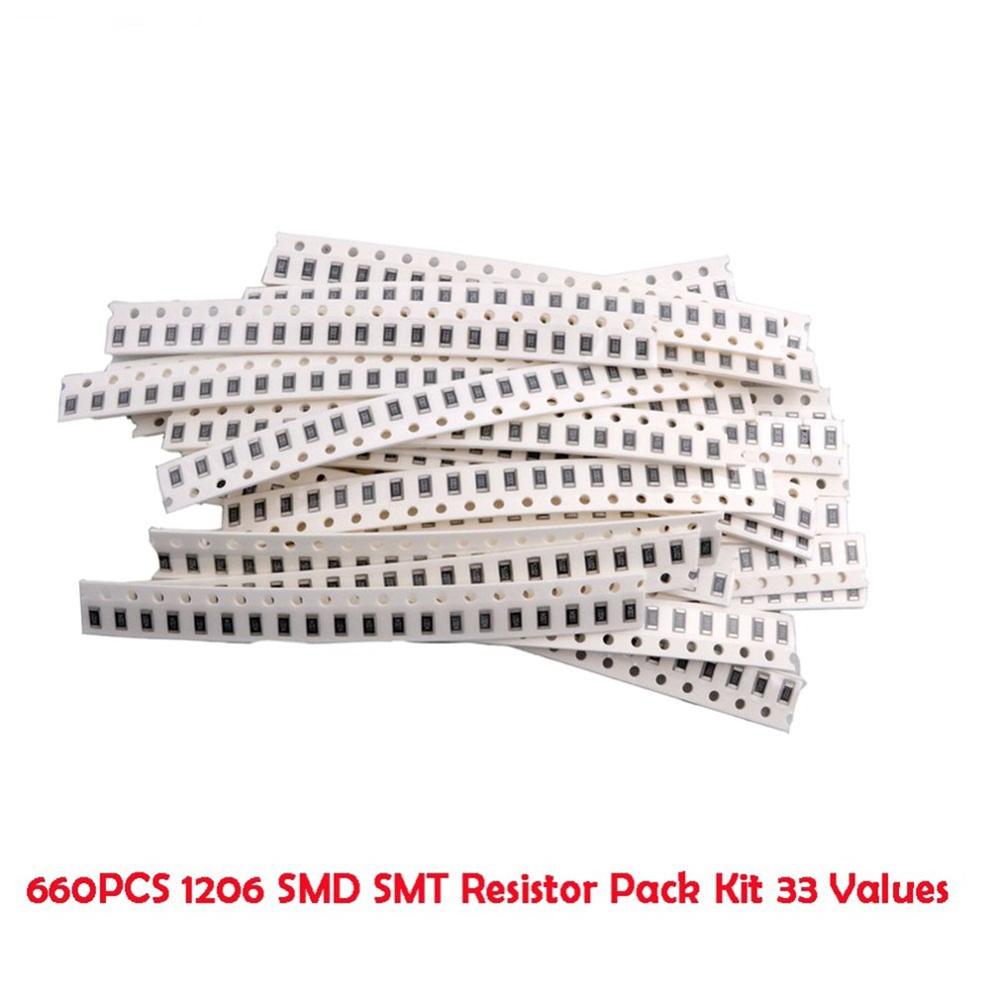 Smd resistor kit 0603 0805 1206 1ohm-1m ohm 1% amostras liga resistência chip sortidas 660 peças conjunto: 1206