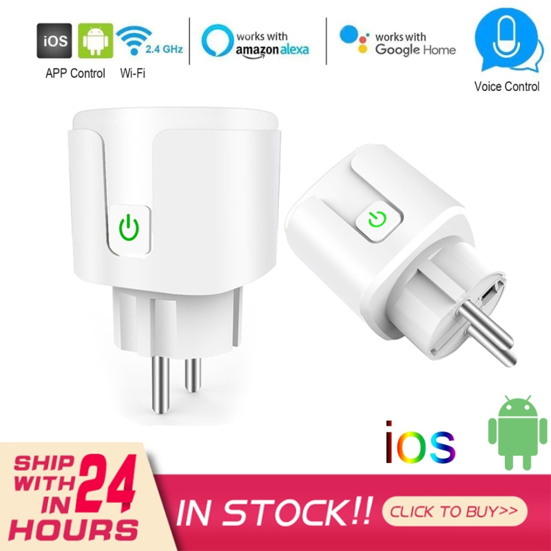 EU 16A Smart Plug WiFi Socket Smart Life APP Remote Control Power Outlet Works With Alexa Google Assistant Inteligente Enchufe