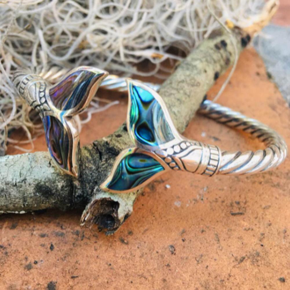 Abalone Shell e Mermaid Tail Bangle Bracelet catena a mano aperta regolabile per donna ragazze Trendy Creative Beach Jewelry Gift