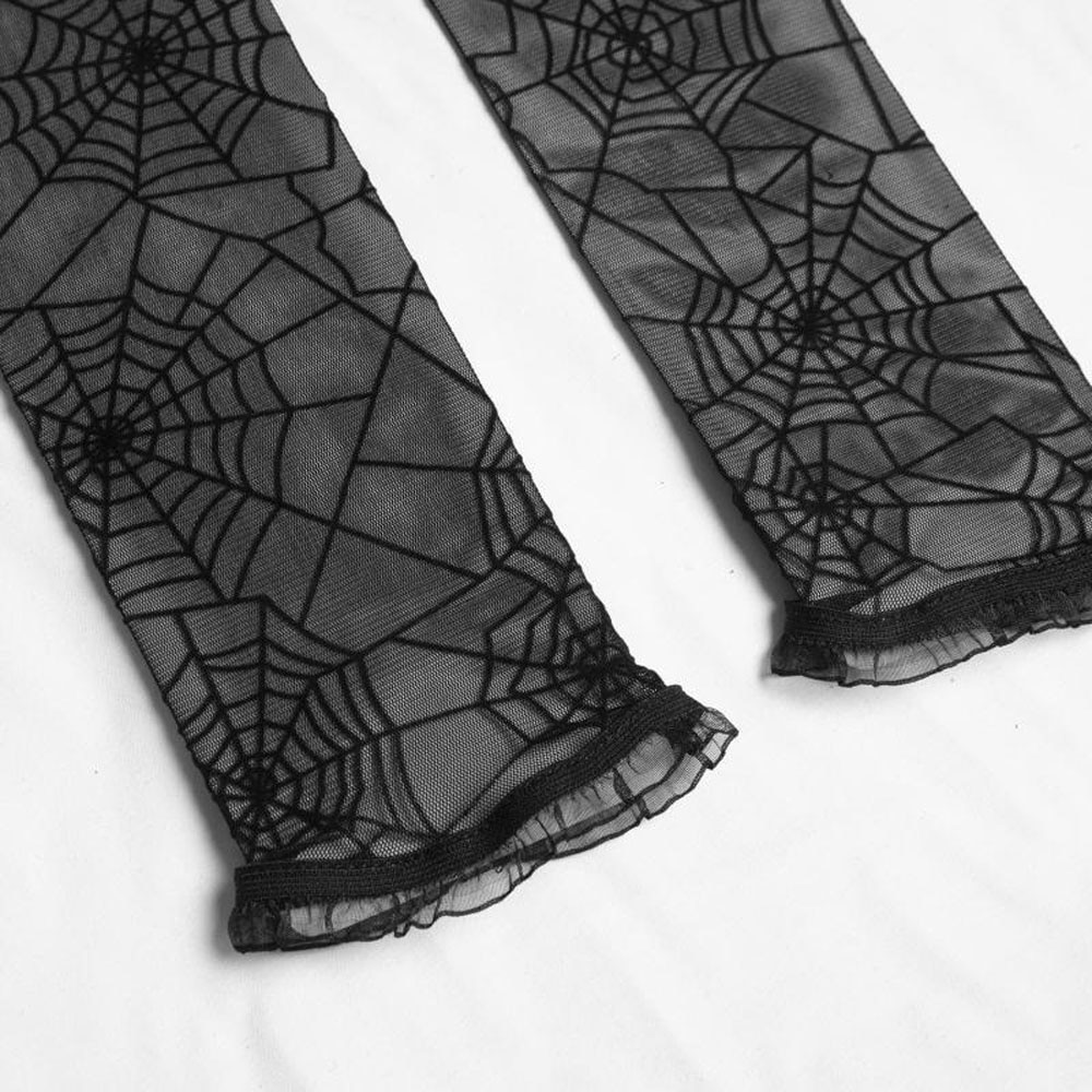 Gants longs sans doigts pour femmes, 1 paire de mitaines chauffantes en toile d&#39;araignée avec strass, accessoires de Costume Cosplay pour fête