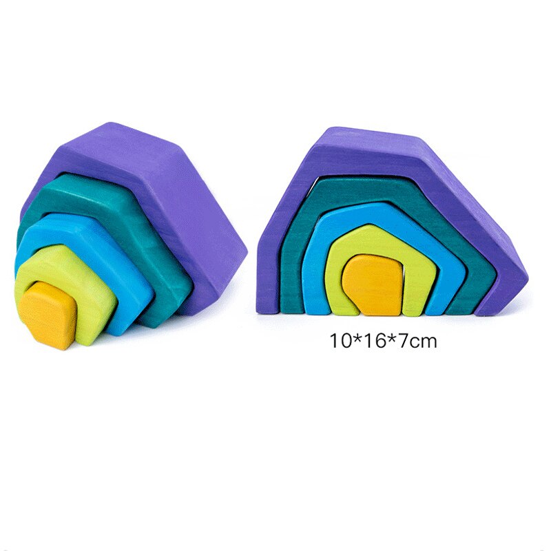 Baby Toys 12Pcs Rainbow Blocks Kids Large Rainbow Building Blocks Wooden Toys for kids Montessori Educational Toy: Stone