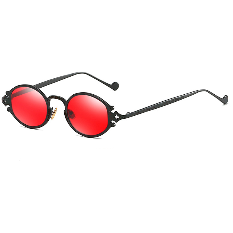 Cateye Straat Shoot Man Zonnebril Vrouwen Retro Steampunk Bril Gothic Ovale Metalen Frame Gesneden Zonnebril Gafas Sol Mujer: Rood
