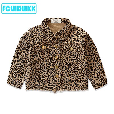 Spring Autumn Infant Kids Baby Girls Denim Jacket Outfits Leopard Print Long Sleeve Coat Outfits 2-7Y Jean Jackets: STYLE1 / 5