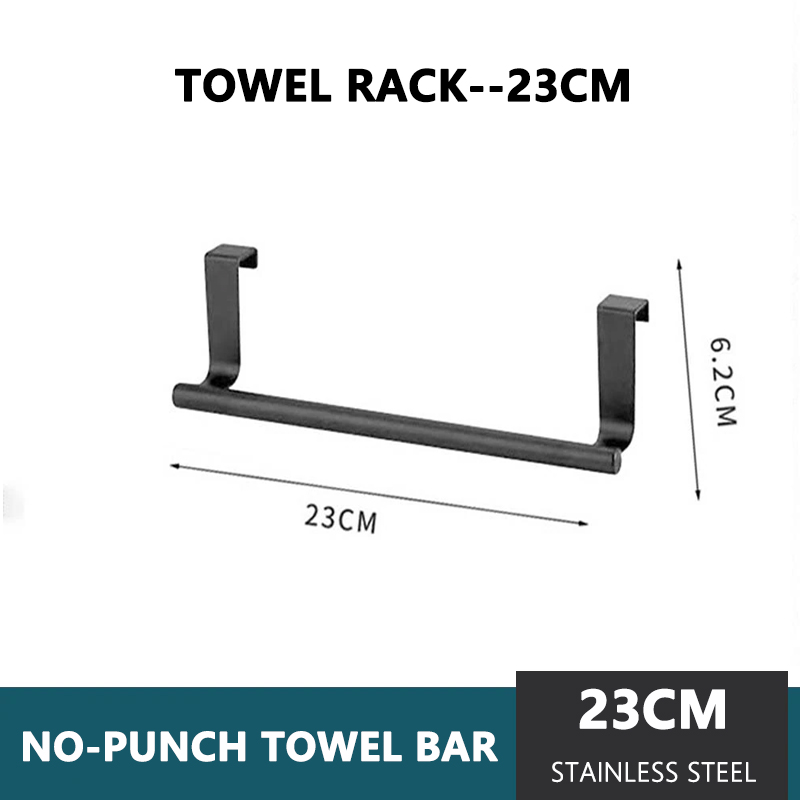 Towel Rack Over Door Towel Bar Hanging Holder Stainless Steel Kitchen Cabinet Bathroom Towel Rag Rack Home Organizer Hanger: Red