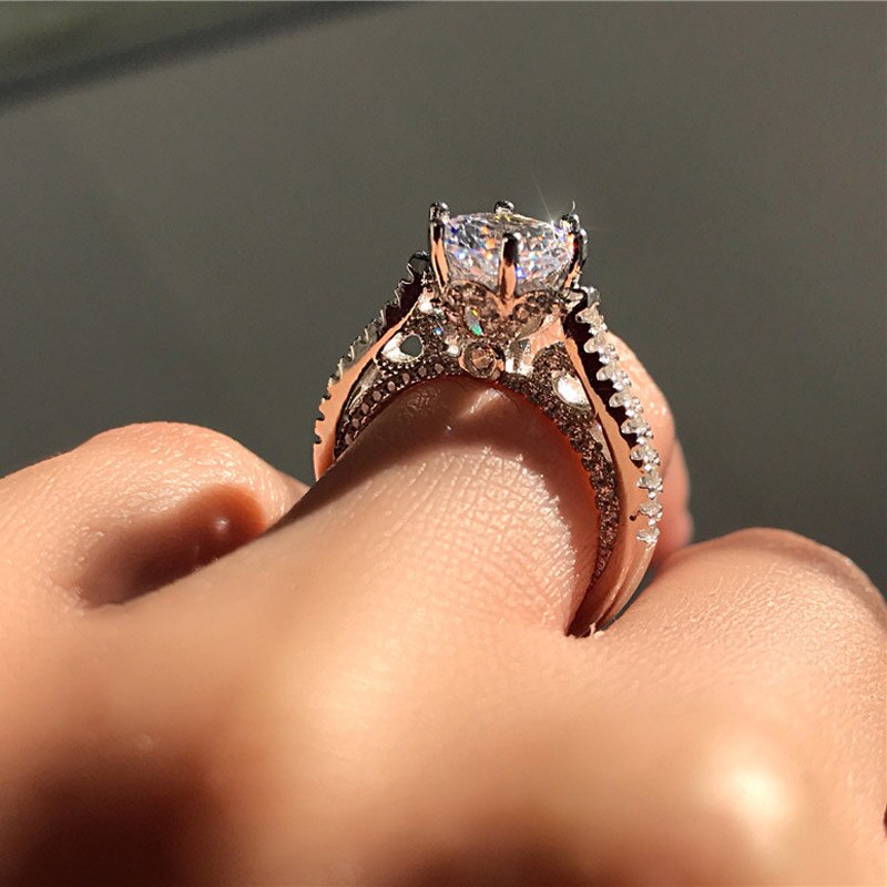 Modyle Cubic Zirconia Female Silver Color Ring for Woman Bride wedding Crystal Ring Engagement Ring: 6