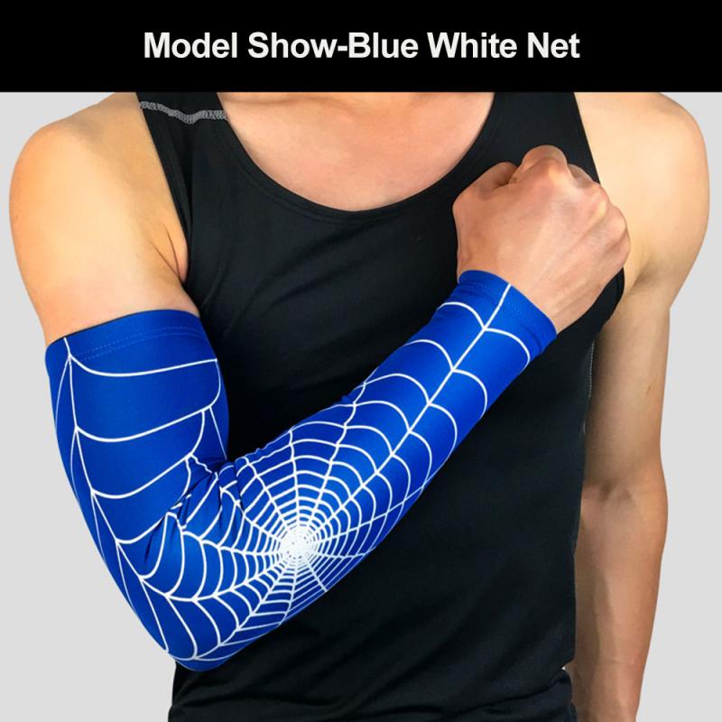 Basketball Sport Arm Sleeve Armguards Quick Dry UV Protectin Running Elbow Support Arm Fitness Elbow Pad Cycling Elbow pad: Blue White / XL