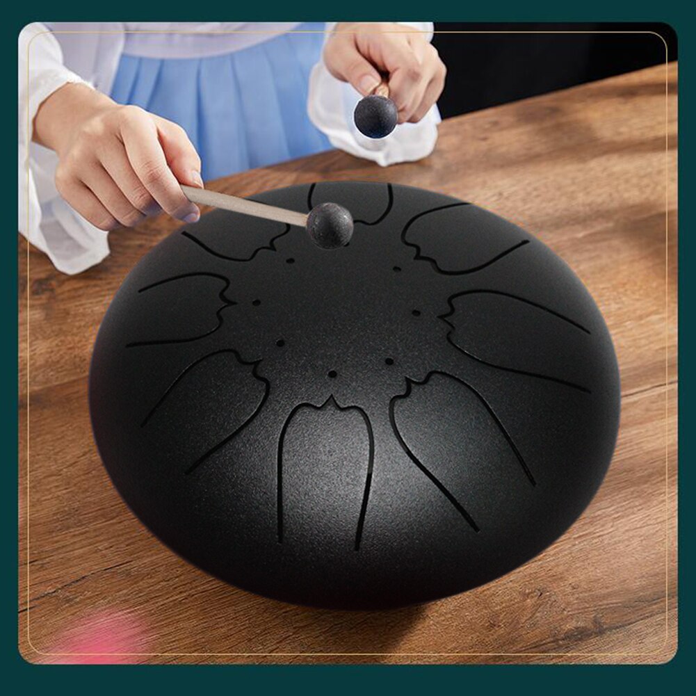 Tongue Drum 6 Inch Steel Tongue Drum Set 8Tune Hand Pan Drum Pad Tank Sticks Carrying Bag Percussion Instruments Accessories