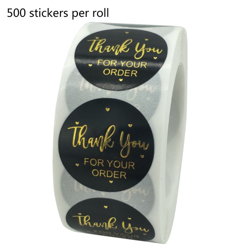 500 stk tak for din ordre klistermærker guldfolie segl etiket til bageposer bryllup dekoration papirvarer