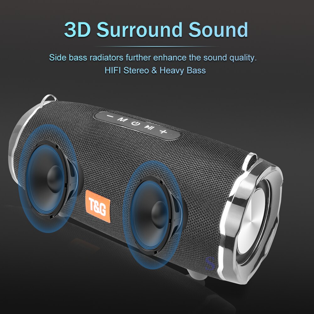 Enceinte d&#39;extérieur TG192, haut-parleur avec lumière LED colorée, sans fil TG187, haute puissance, BT5.0, étanche, Portable, caisson de basses, FM, TF, BoomBox
