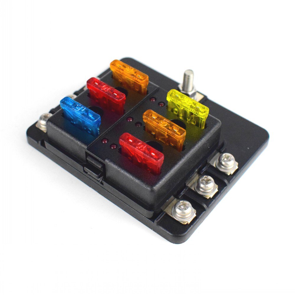 12V 24V 32V 6 Manieren Auto Auto Blade Fuse Box Plastic Box Block Holder Case Met Led indicator Licht Voor Vrachtwagen Boot Marine Trike