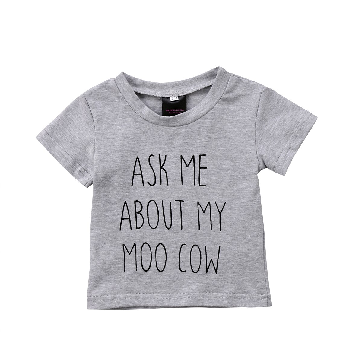 Neugeborenen Kinder Jungen Mädchen Tier Kurzen Ärmeln Grau Baumwolle Top T-shirt Kleidung Lässig Kuh Niedlich Sommer 0-4Y