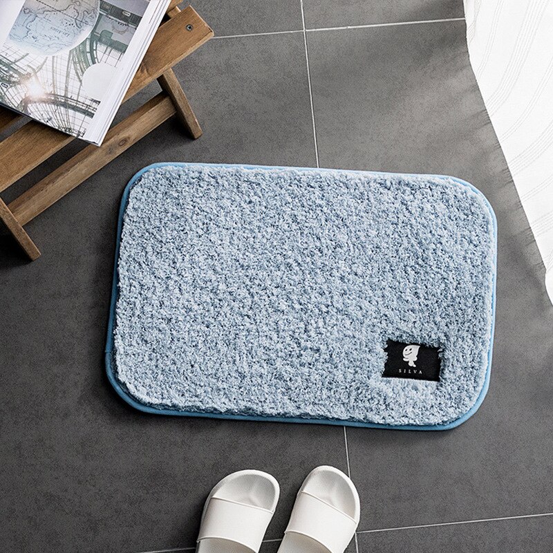 Home Bath Mat Non-Slip Bathroom Carpet Rectangle Washable Mats Microfiber Home Carpets kitchen Toilet Floor Decor: Blue / 40x60CM