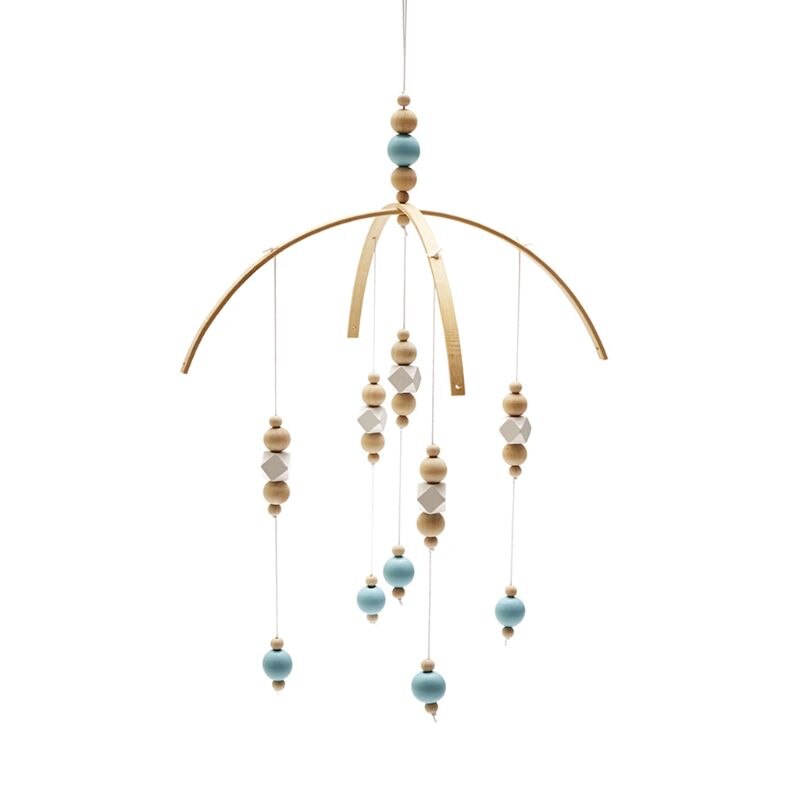 Nordic Baby Rattle Toys Wooden Beads Crib Wind Chimes Newborn Bed Hanging Toy