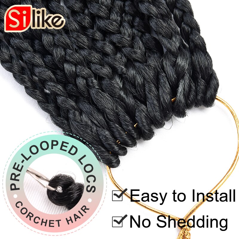 Silike 18 Inch Box Braids Crochet Hair Pre-looped Synthetic Braiding Hair Extension Messy Bohemian Braided For Black Women Bulk
