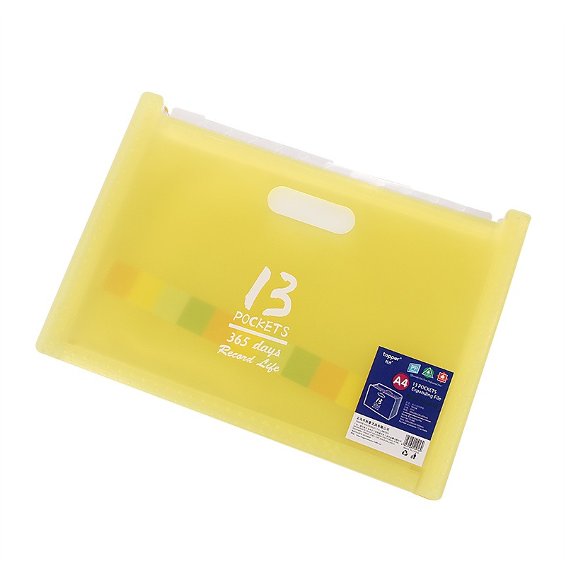 12/24 Pockets Expanding File Folder A4 Organizer Portable Business File Office Supplies Document Holder Carpeta Archivador: 13 pockets yellow